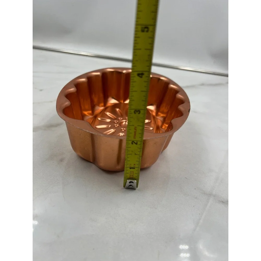 Vintage Spring Copper Jello Mold 3 Cup Oval Sunburst Floral Wall Decor Pan
